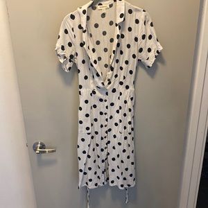 Button up polka dot midi dress